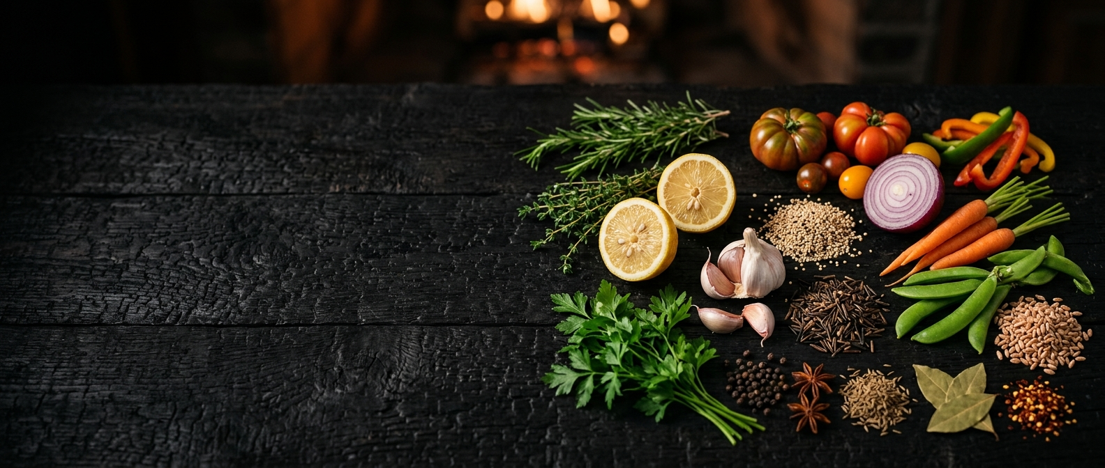 Frische Zutaten im Glutlicht